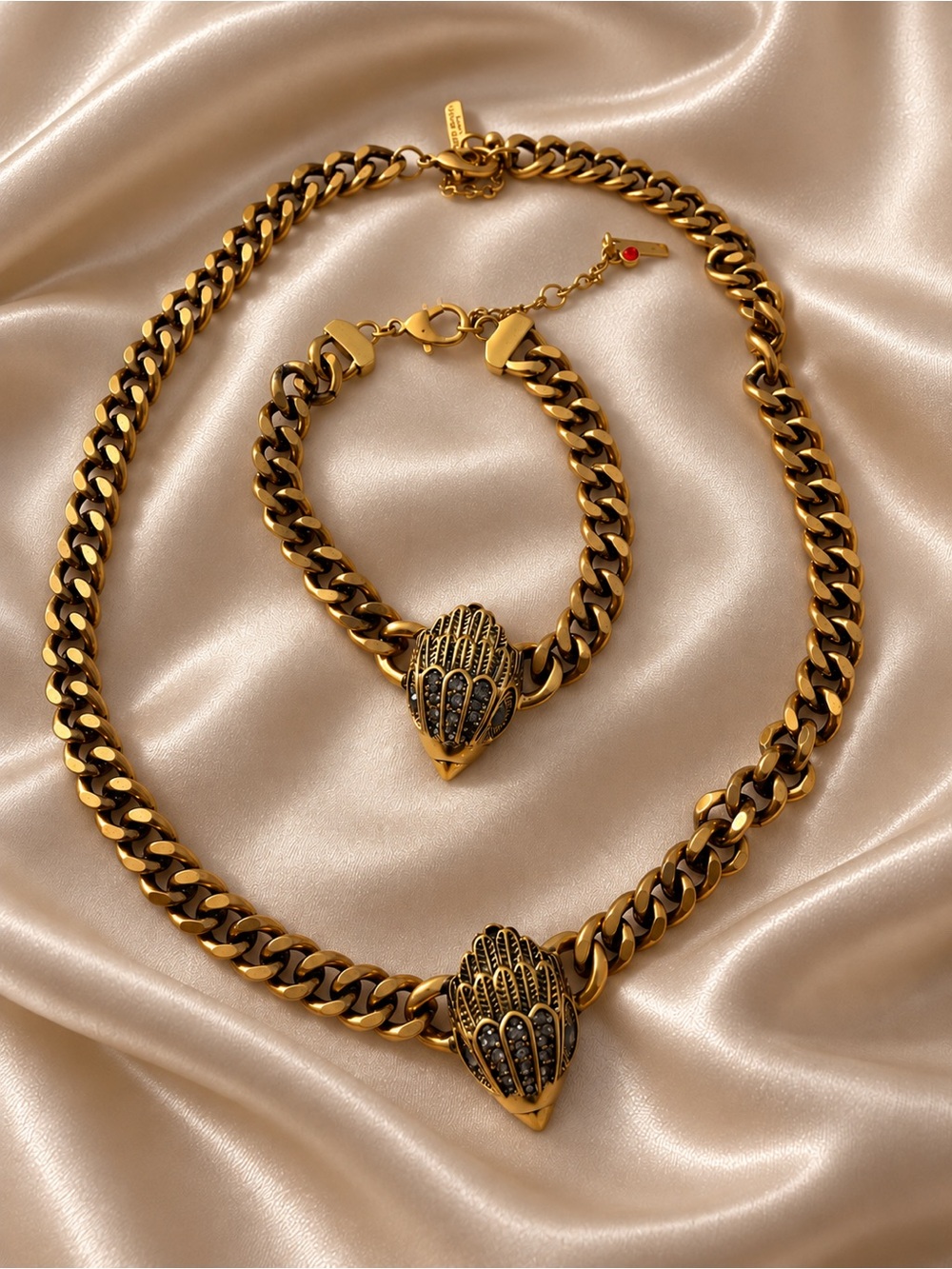 Vintage Gold Bird Head Chunky Chain Statement Necklace